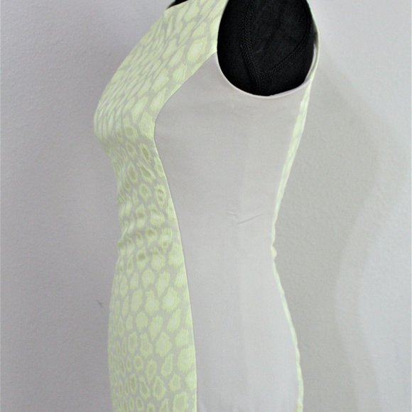 Belle Badgley Mischka Green/Taupe Leopard Sheath Dress (2) - Picture 4 of 7